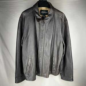 Eddie Bauer Men's Vintage Leather Bomber Jacket, Dark Brown, Size XXL